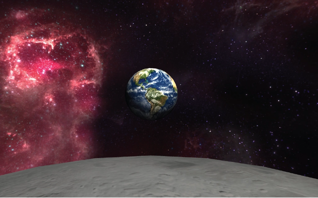 Space with earth and moon
