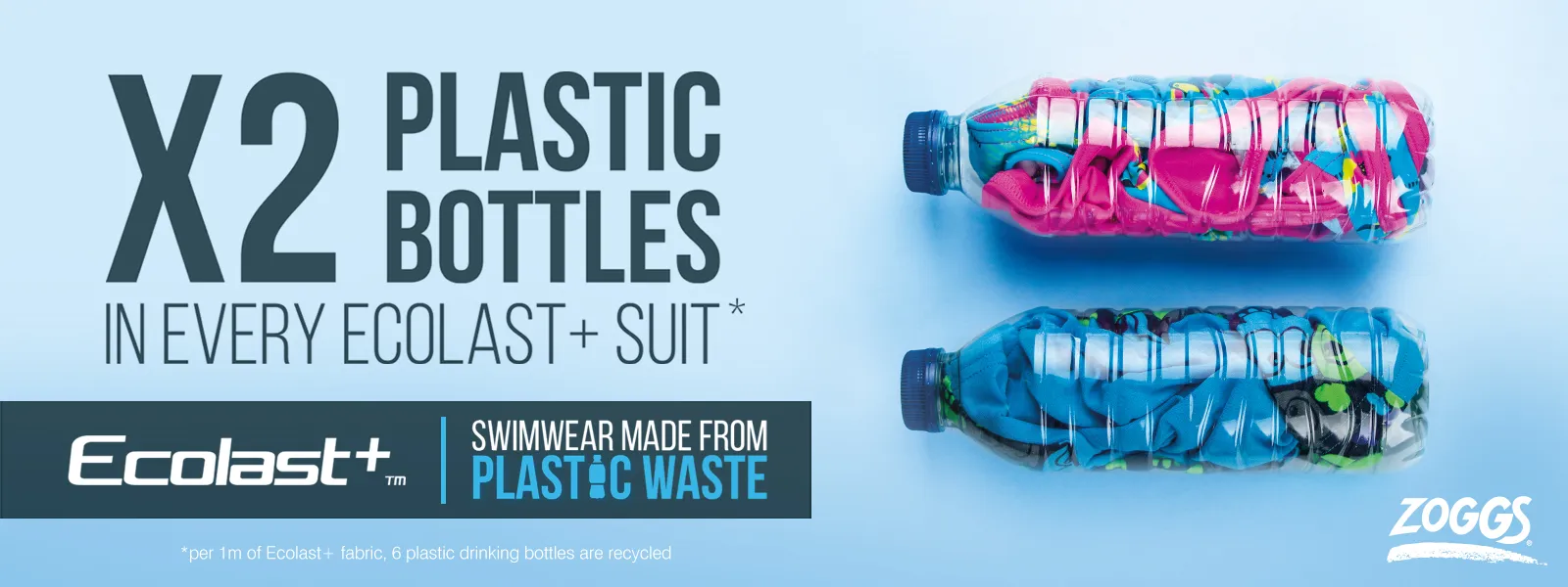 2X Plastic Bottles in every Zoggs Ecolast+ Suit