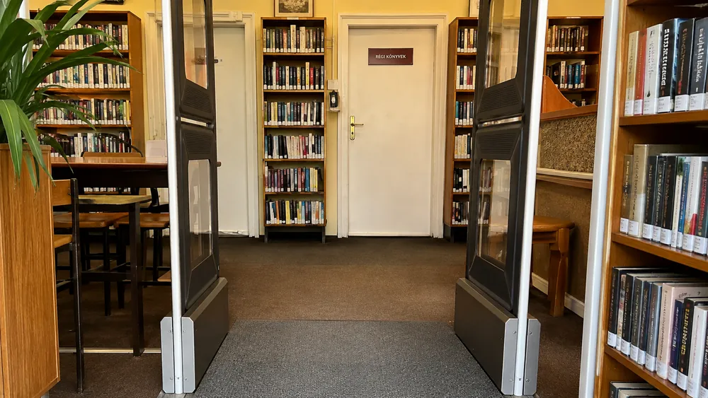 TAGIT EM library security system installed at a library in Budapest, Hungary
