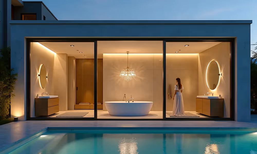 Bathroom using Smart Glass products with no tinted glass