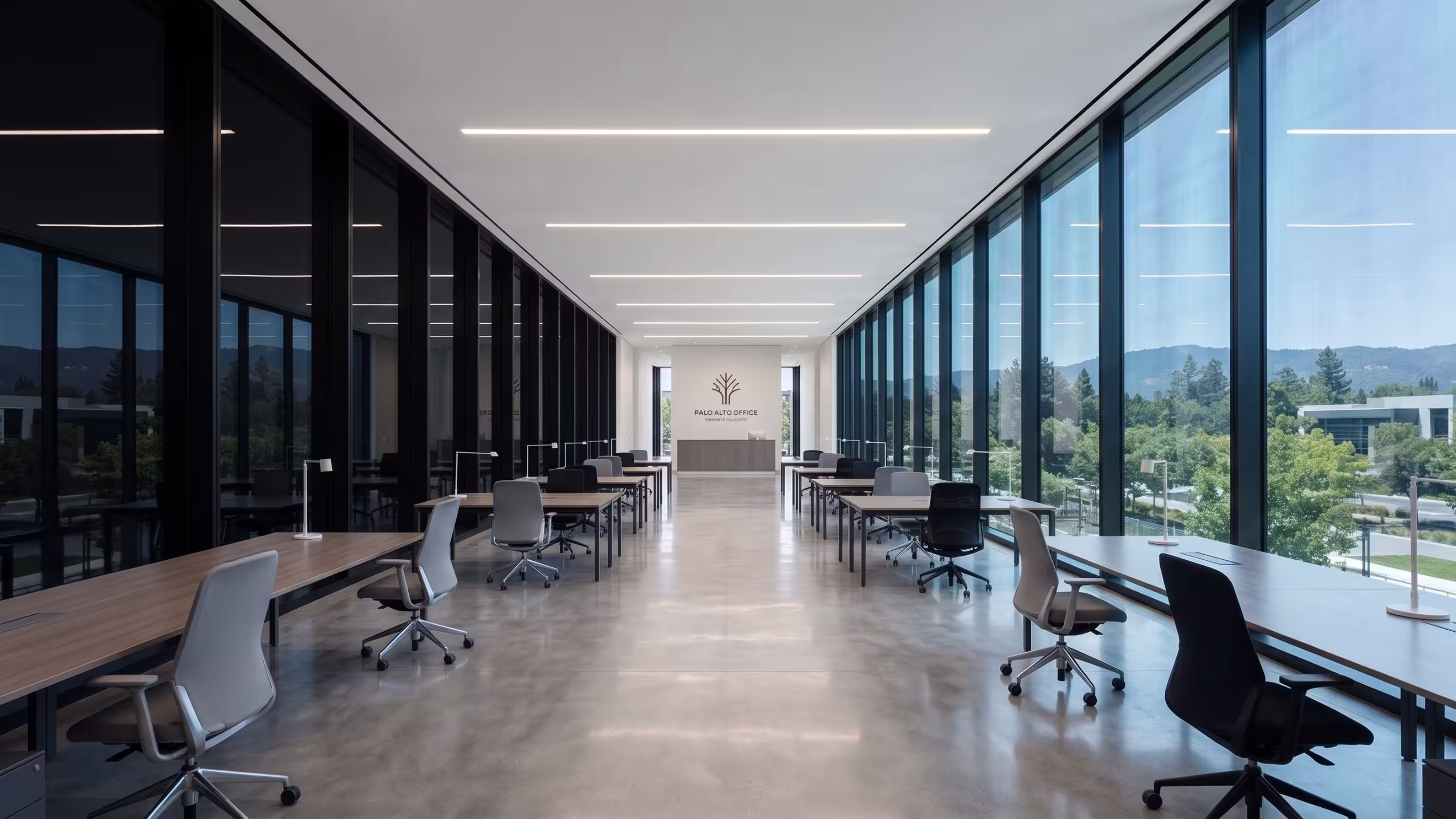 Office with Dyed Black Smart Glass Windows