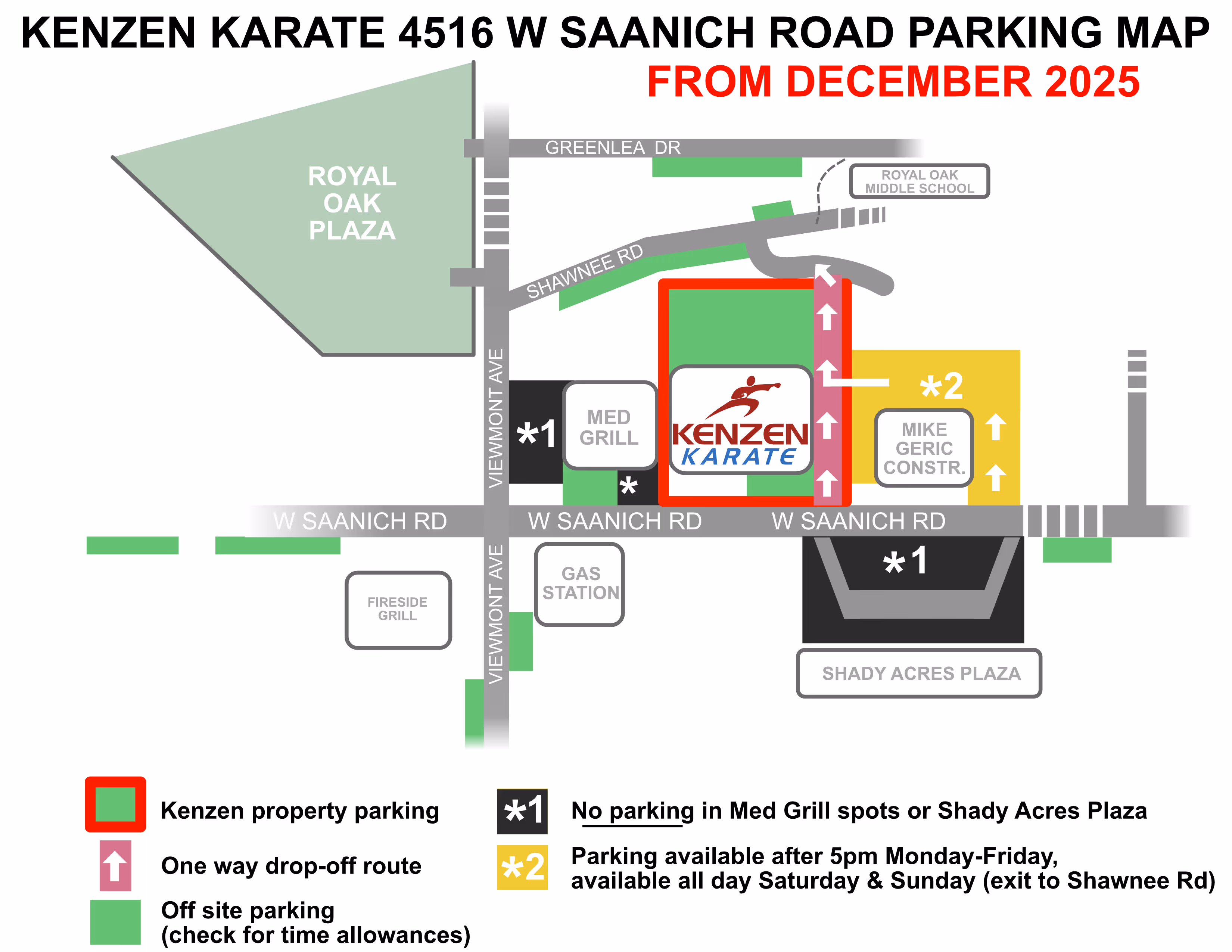 Kenzen Karate Parking map of 4516 West Saanich Road