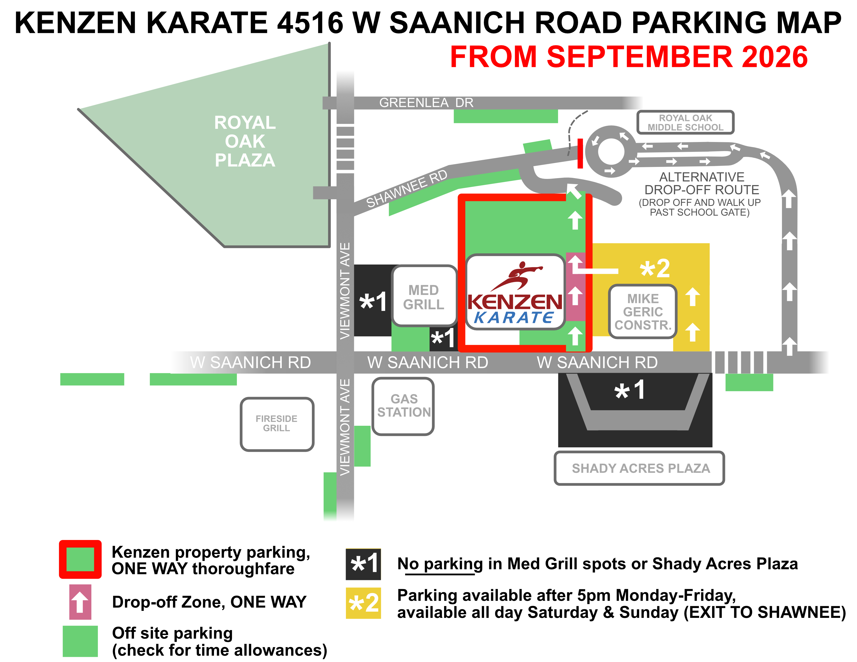 Kenzen Karate Parking map of 4516 West Saanich Road