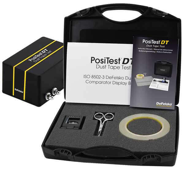 Photo of the ISO 8502-3 PosiTest DT Dust Tape Test Kit with the optional Dust Tape Roller