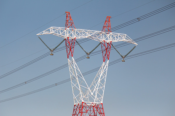 Photo of an electrical transmission tower, which utilizes a duplex coating systems