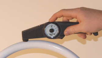 Photo of the PosiTest FM measuring post-cure powder coating thickness