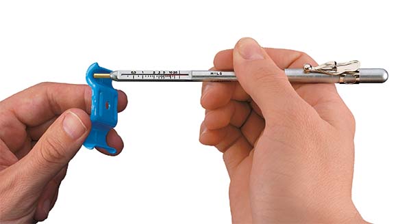 PosiPen 、小さな青い部分で測定している画像