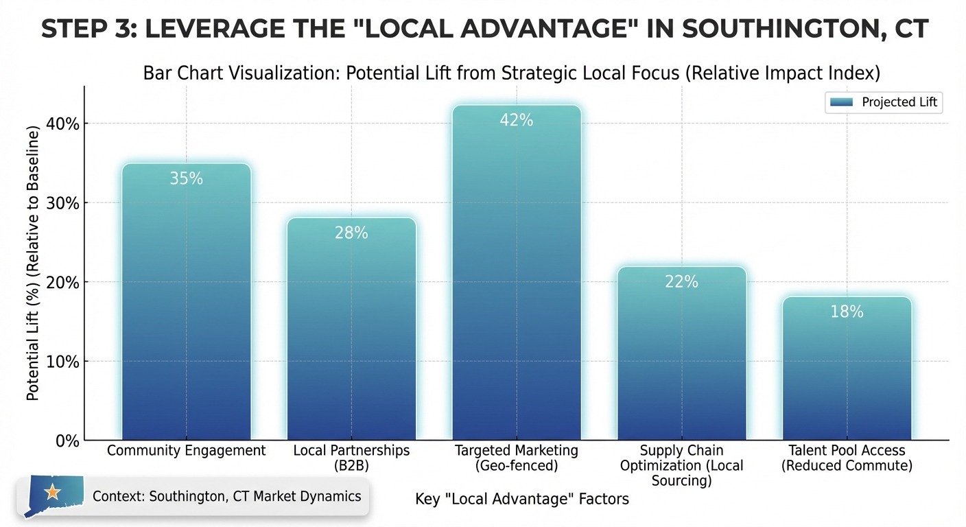 Create a professional Step 3: Leverage the "Local Advantage" in Southington, CT bar chart visualizat