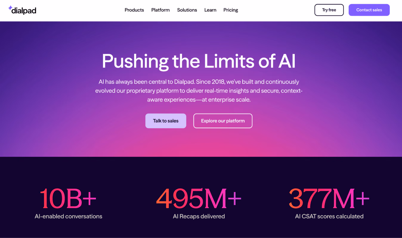 Dialpad contact center AI software