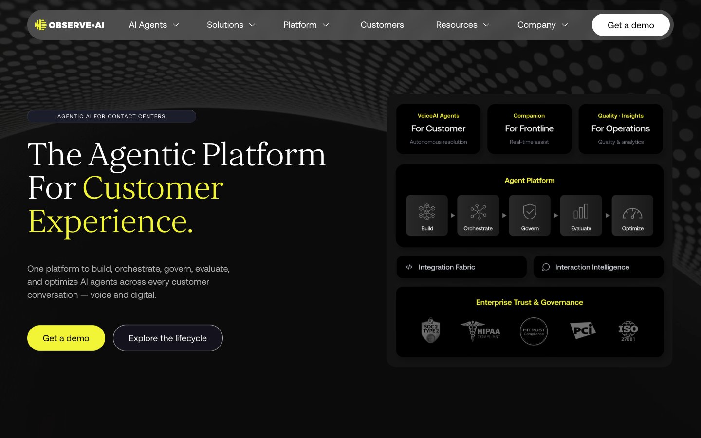 Observe.AI AI agent management software