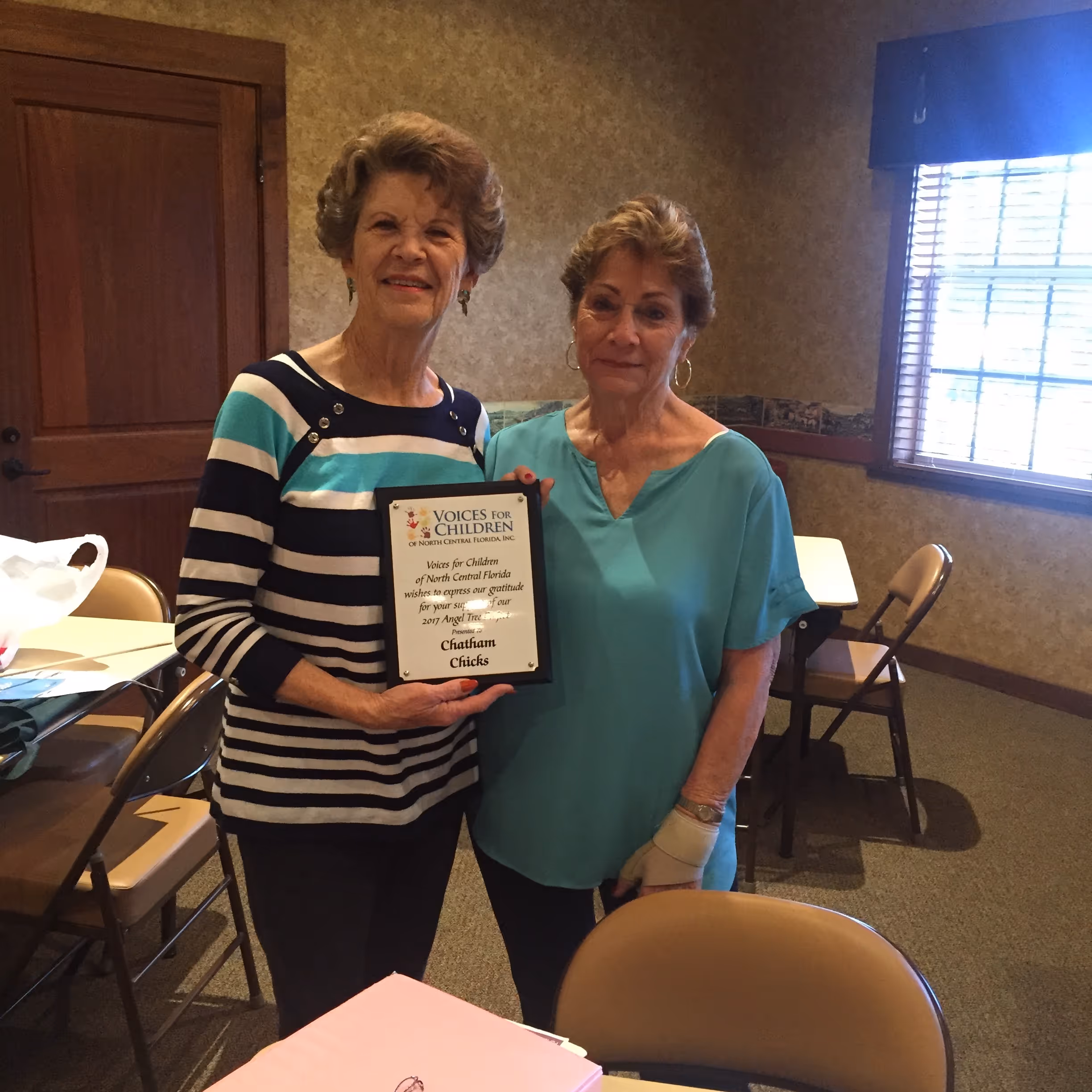 Wanda Vogler of Voices for Children and Mickey Vignona of the Chatham Chicks 