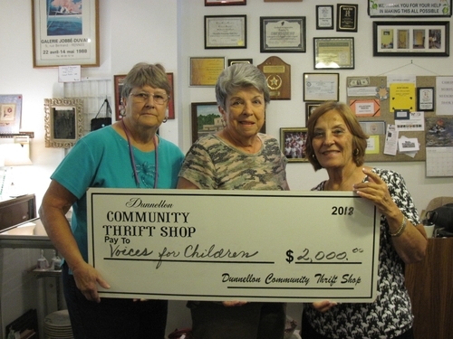 Betsy Schaaf and Arline Keenum of Dunnellon Community Thrift Shop and Sue Carpenter