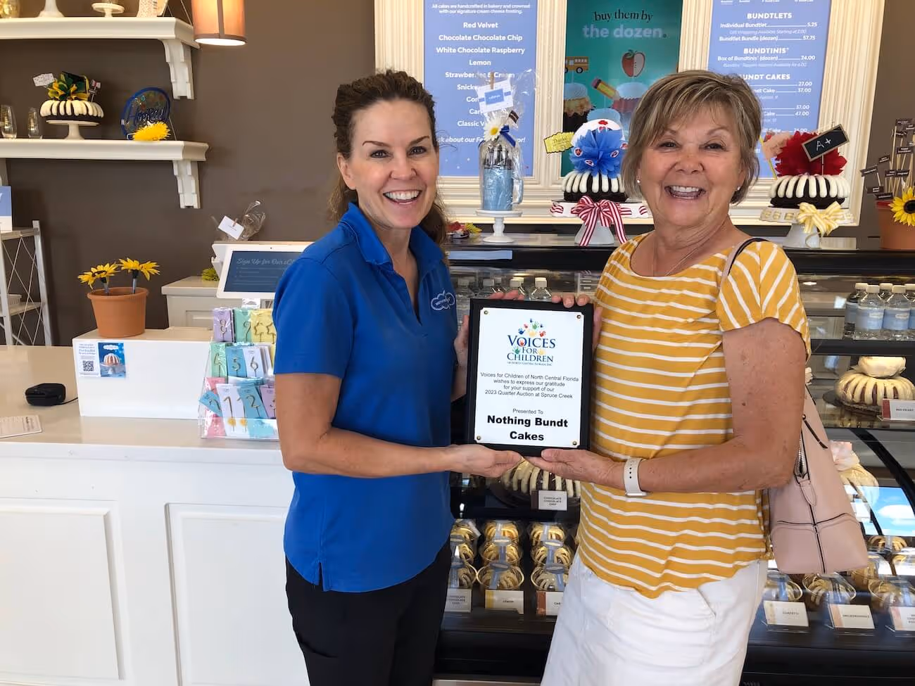 On right is Lynn of Nothing Bundt Cakes, left is Joan of Voices.