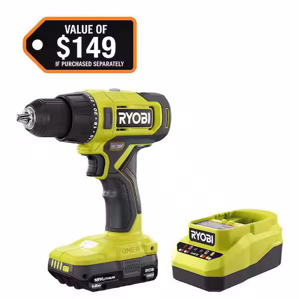 RYOBI ONE+ 18V Cordless 1/2 in. Drill/Driver Kit
