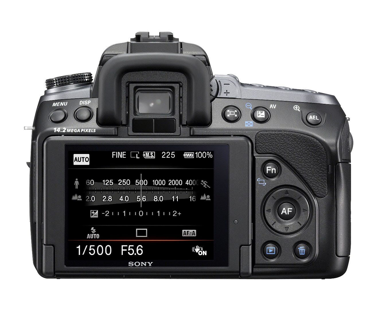 Sony Alpha 550 achterkant