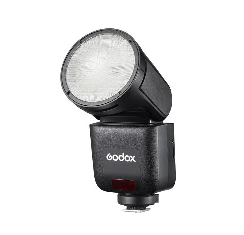 Godox V1 mid reportageflitser met ronde flitskop en touchscreen