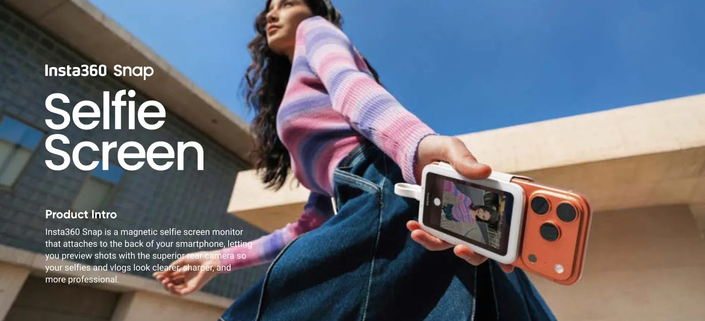 Insta360 Snap selfie screen voor selfies met hoofdcamera