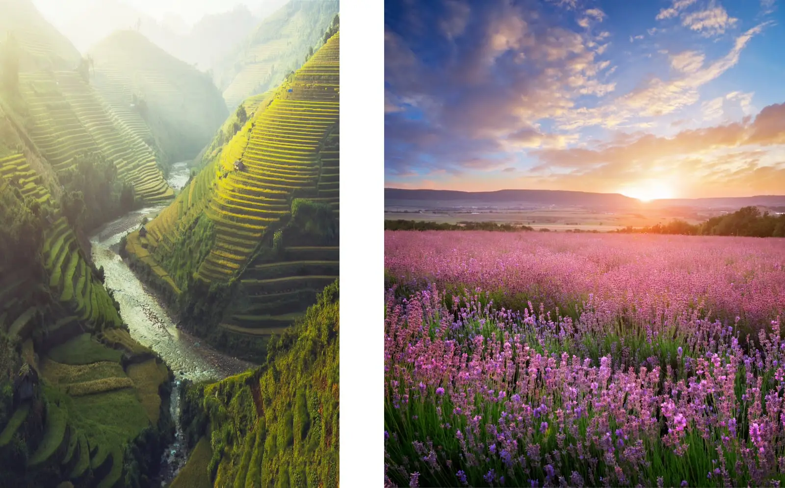Vergelijking van een verticale landschapsfoto in beeldverhouding 3:2 en 4:3