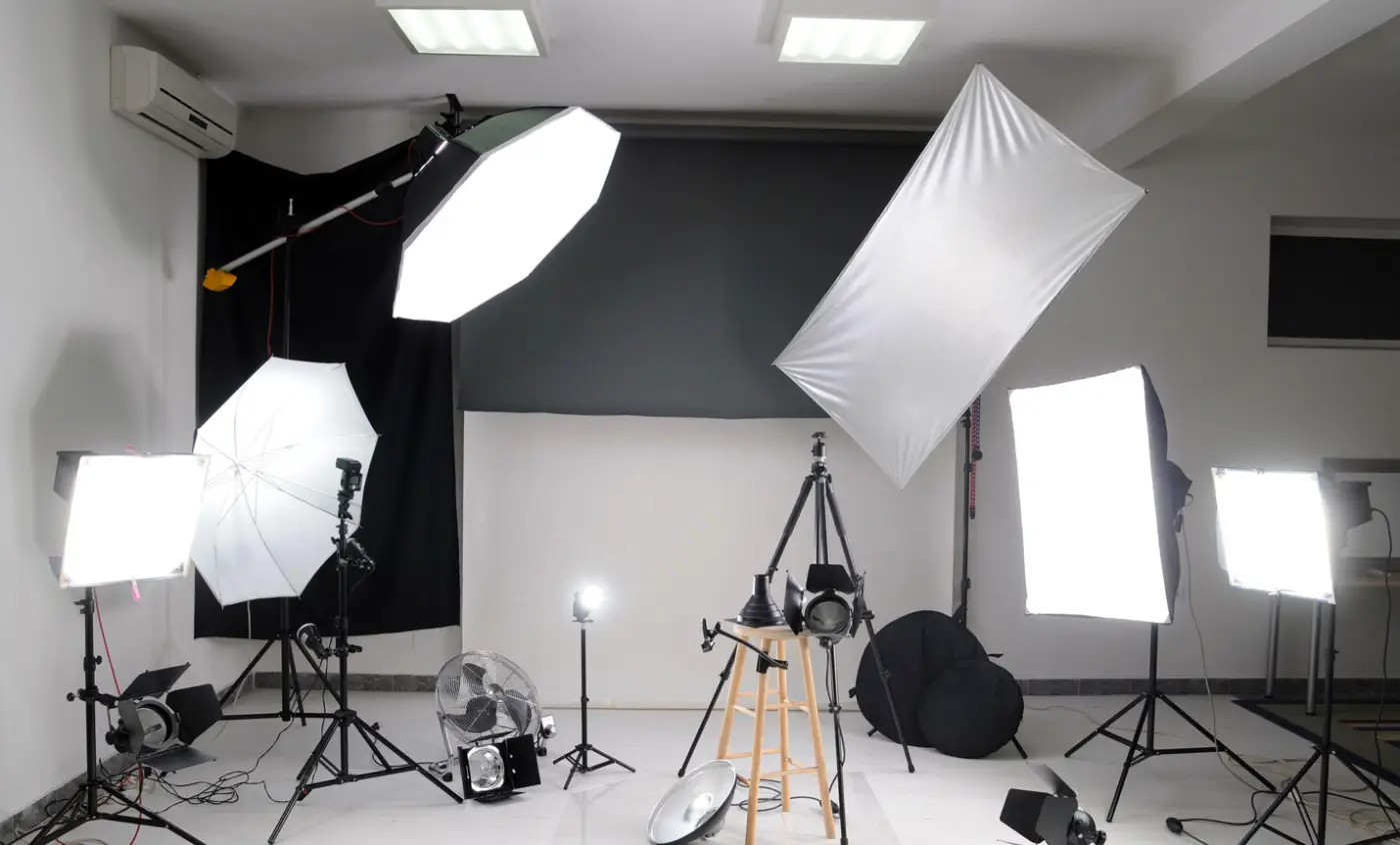 studio fotografie met heel veel softboxen