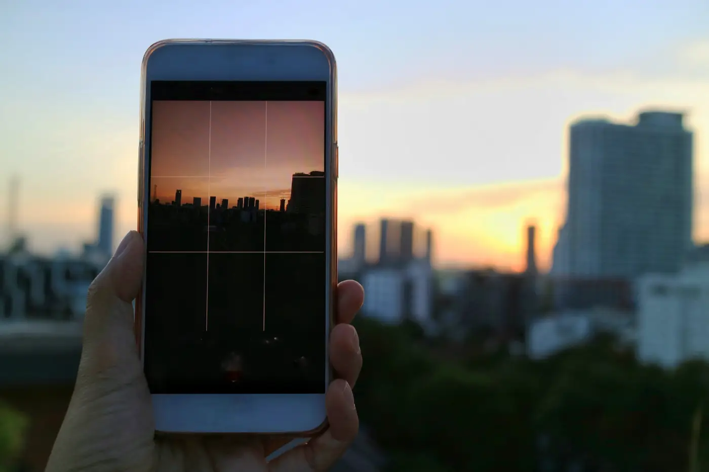 Zonsondergang fotograferen met het raster van de iPhone-camera