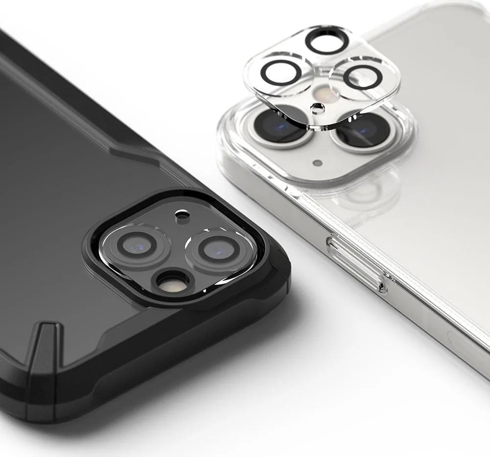 Two smartphone cases with rotating attachment lenses for the camera