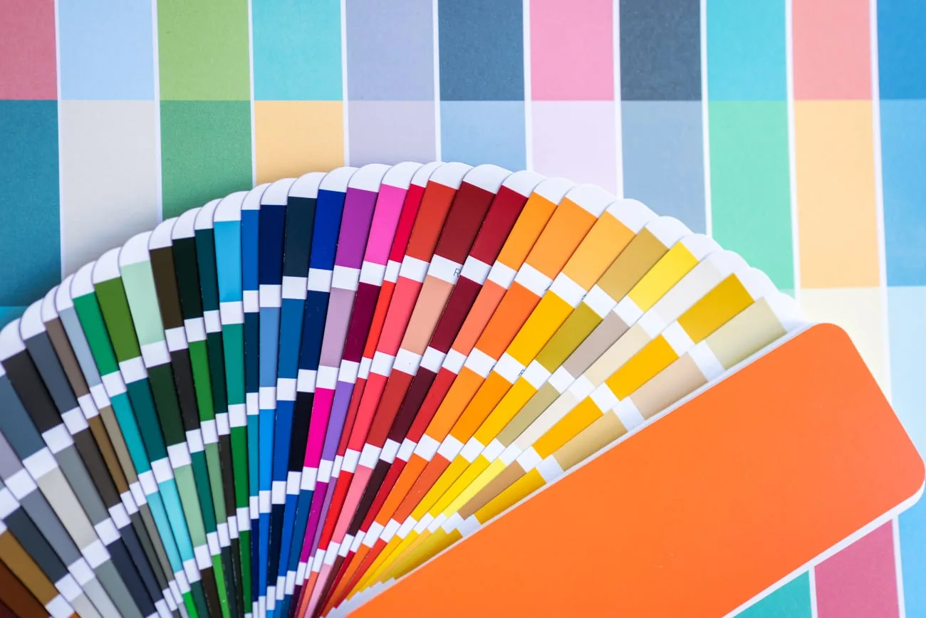 Fan of color swatches in different colors and shades