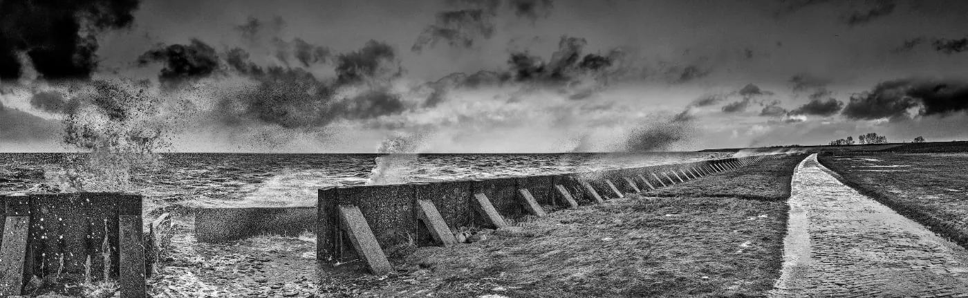 Wagengat tijdens stormvloed, Wieringen, januari 2019