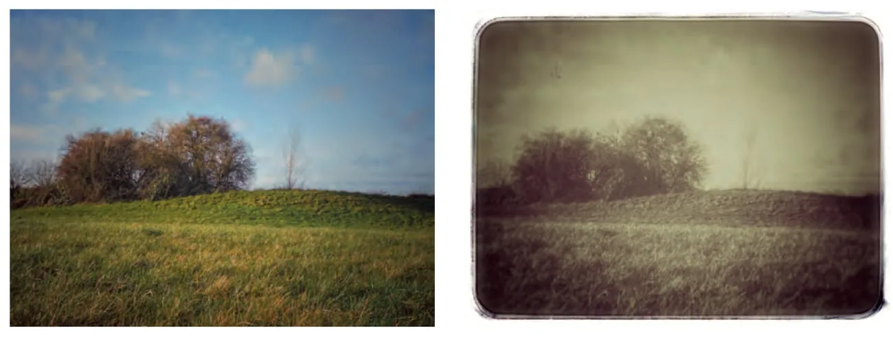 On the left the original, on the right converted into a photo from the 19th century
