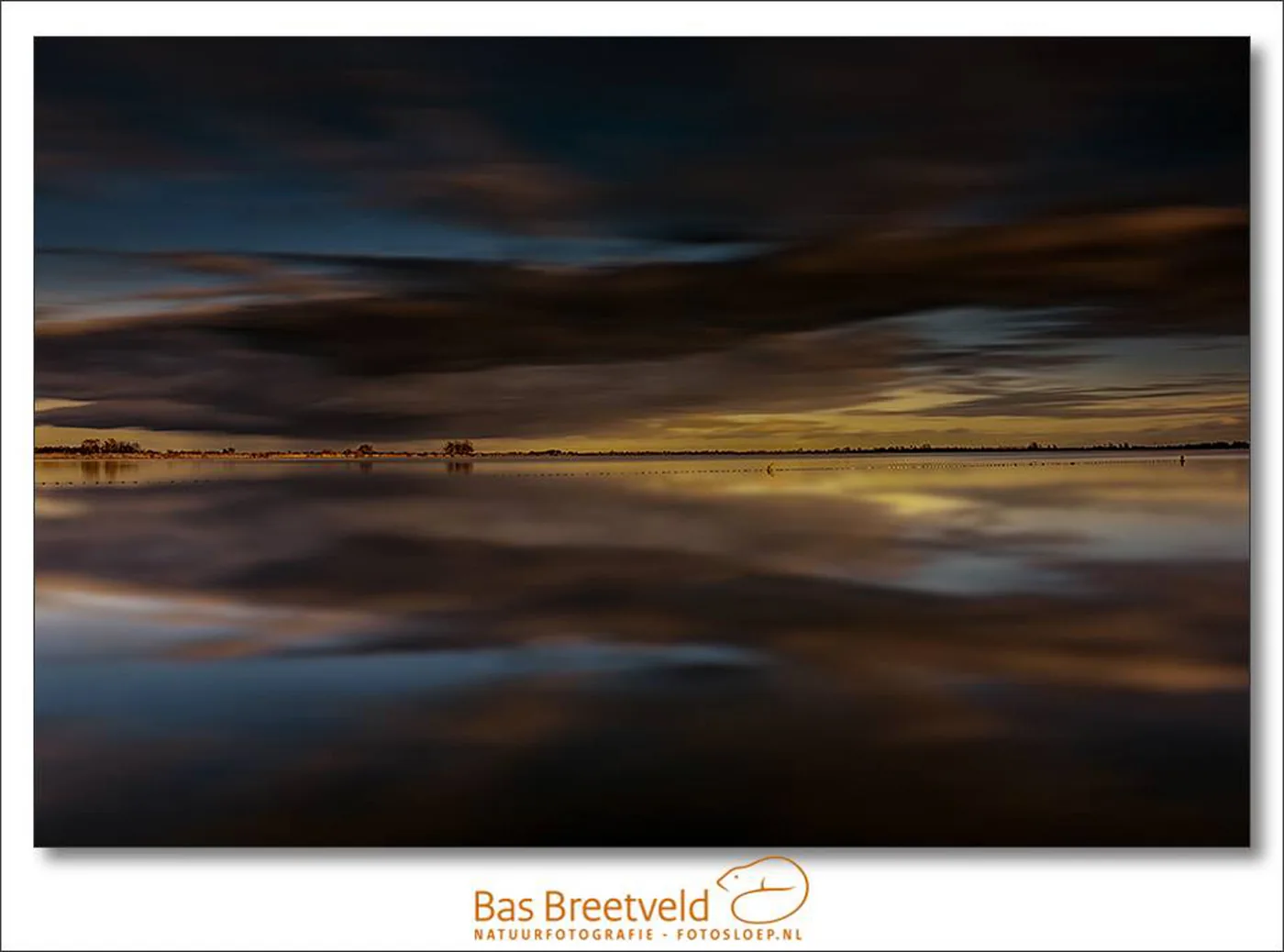 Abstract reflections of a wetland at sunset