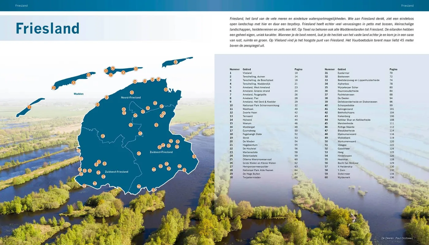 kaart Friesland: De mooiste fotolocaties - Noord-Nederland, 150 Natuurgebieden en 600 locaties