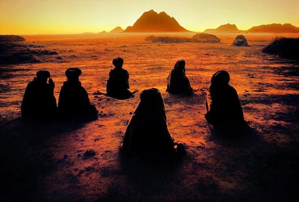 Courtesy, Steve McCurry, Afghanistan, Kuchi Nomads at Prayer, 1992.