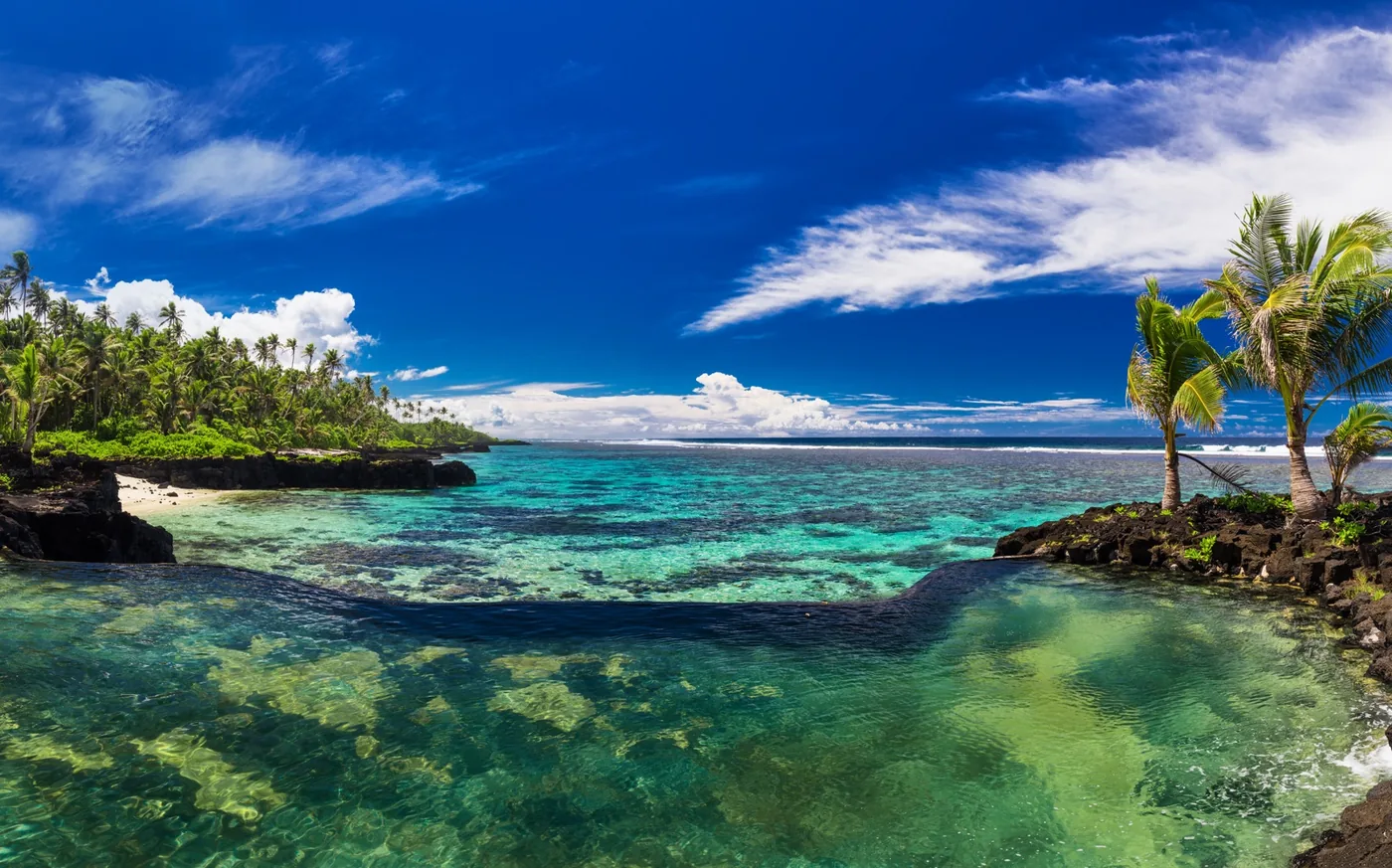 Beach on the island of Samoa (Polynesia)