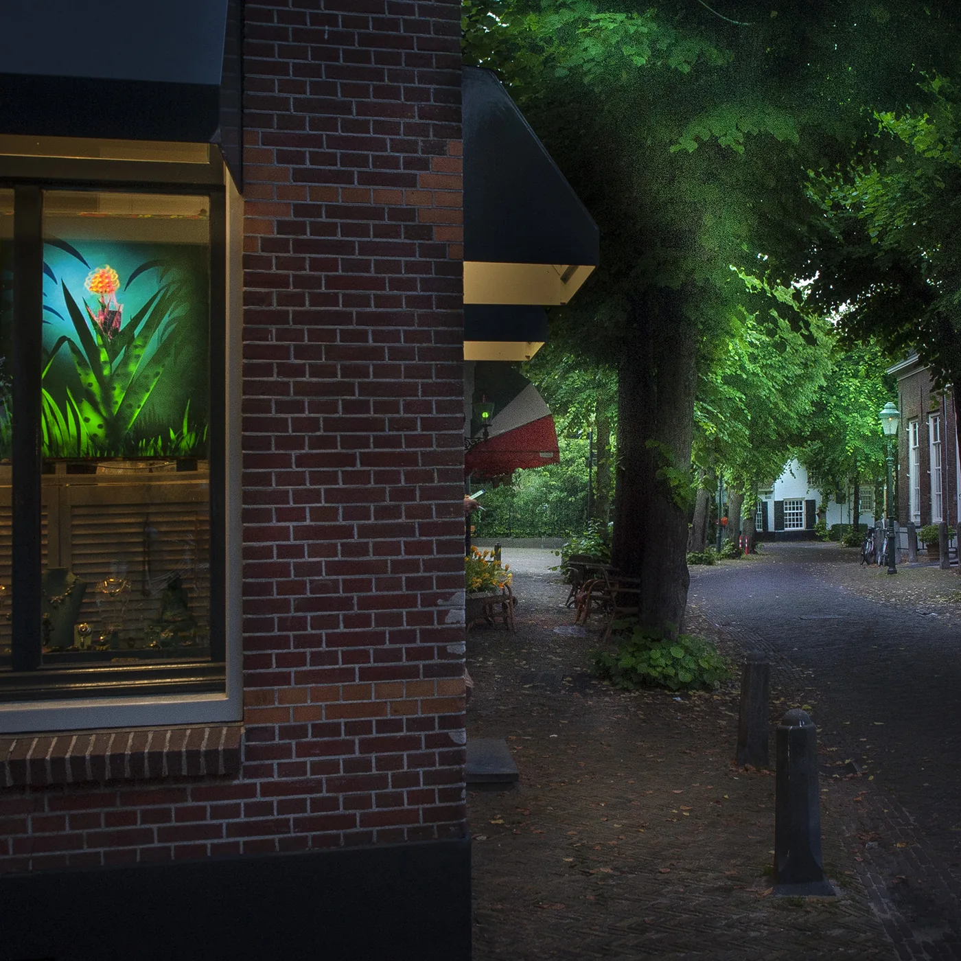 foto: © Jan van der Horn - lichtbak bij mevrouw van Oel, op de Voorstraat, vlak bij  Museum Voorschoten