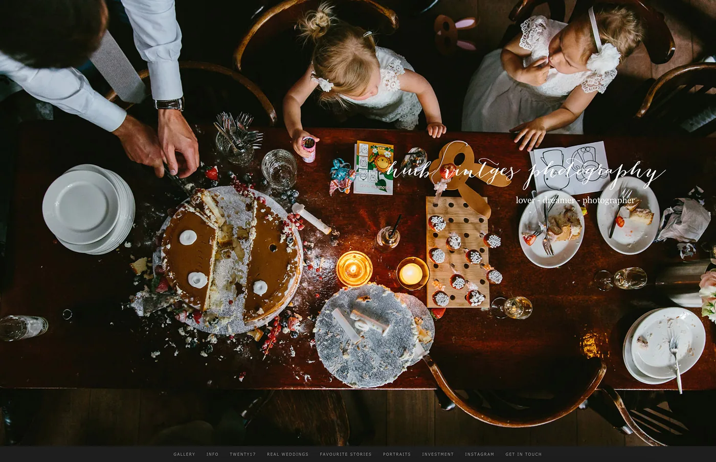Website of wedding photographer Huib Vintges with a wedding photo from above