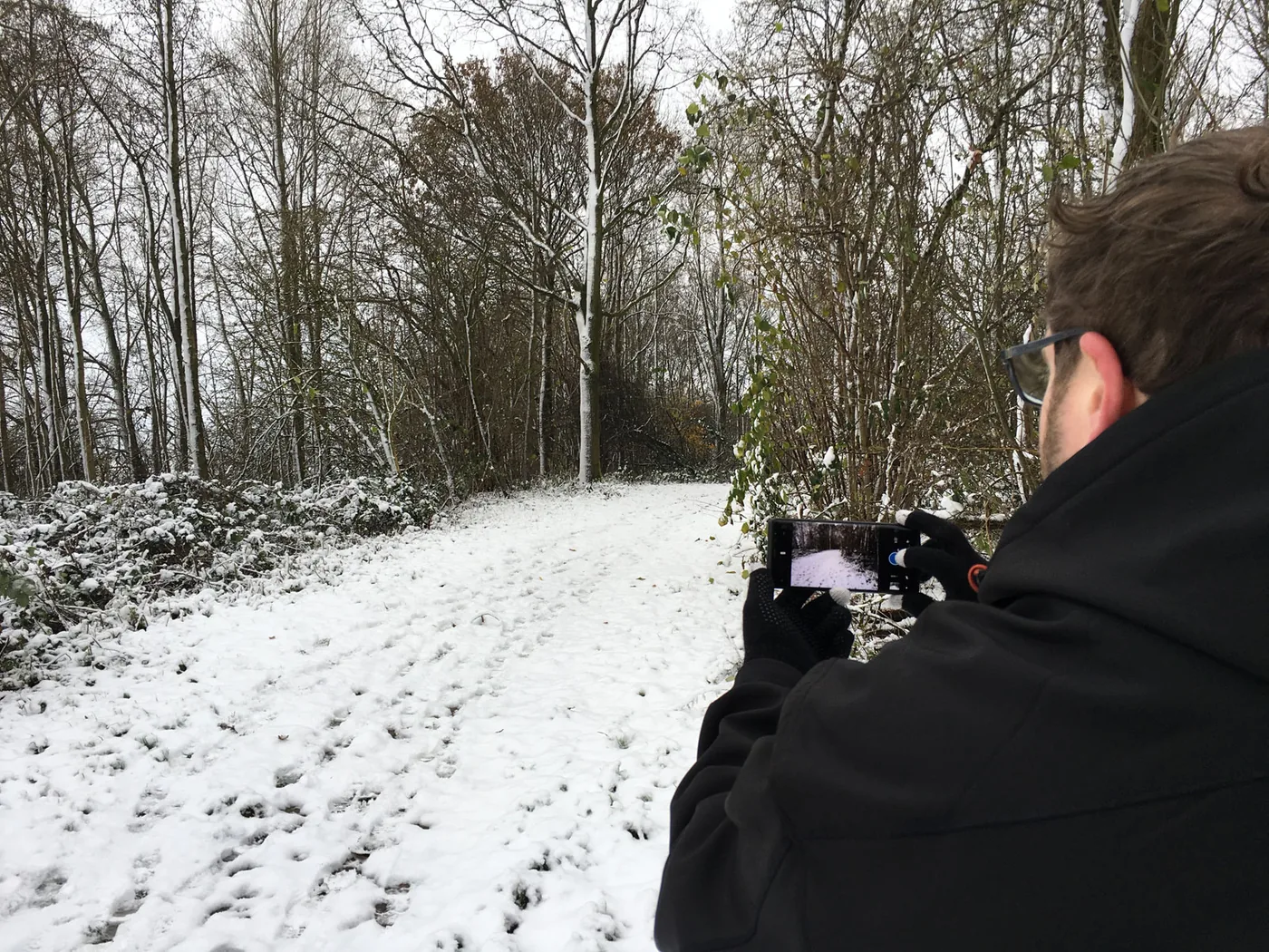 foto maken buiten in sneeuw