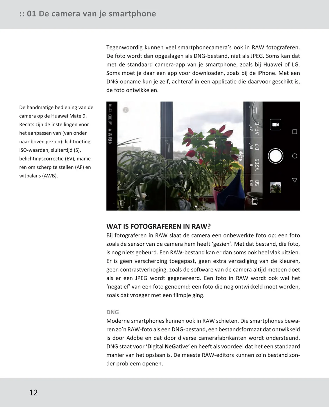 Inside page of a book about the camera of a smartphone