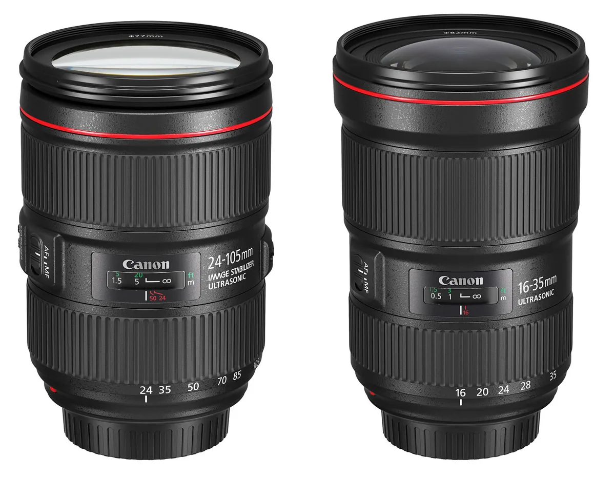 foto van ‍EF 24-105mm f/4L IS II USM en de EF 16-35mm f/2.8L III USM