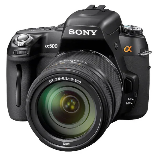 Sony Alpha 500-spiegelreflexcamera met objectief
