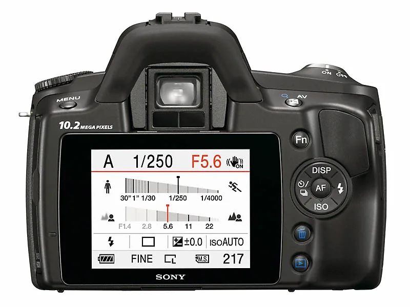 The A230 is equipped with a handy indication for aperture (depth of field) and shutter speed (movement).