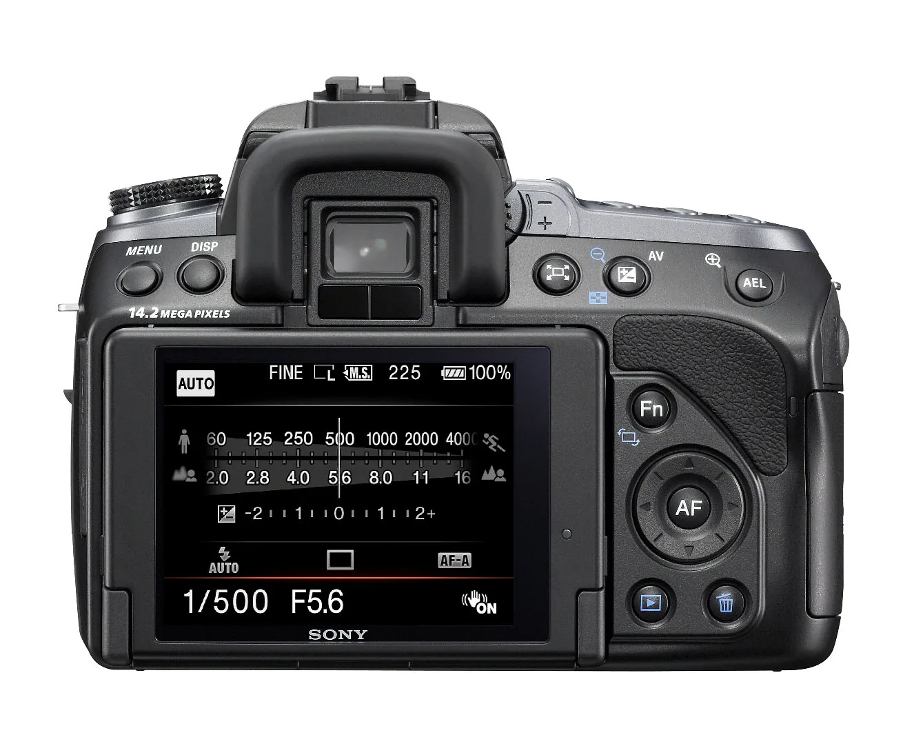 Sony Alpha 550 achterkant