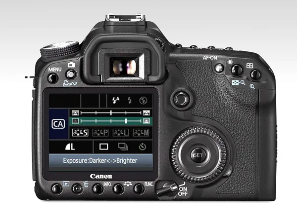 Schaal voor scherptediepte en belichtingscorrectie op de Canon EOS 50D