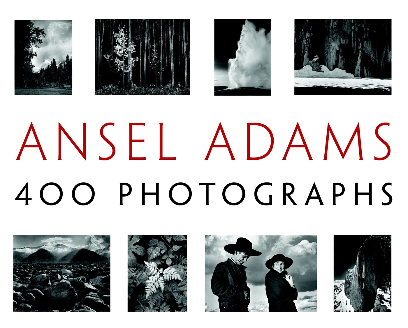 cover of Ansel Adams: 400 Photographs, featuring a grid of black-and-white photographs