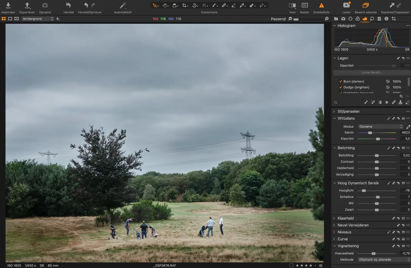 Capture One Pro Highlights controls for adjusting a RAW photo