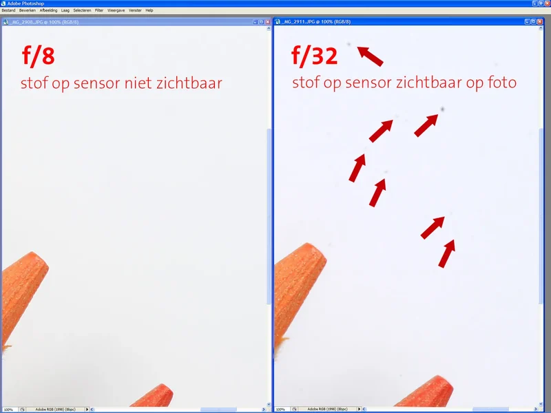 Stof op de sensor