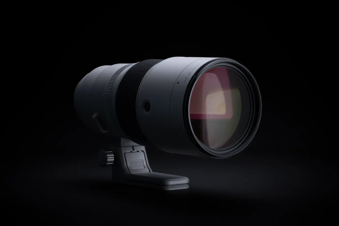 Fujifilm XF 400mm f/4.5 with tripod collar on a black background