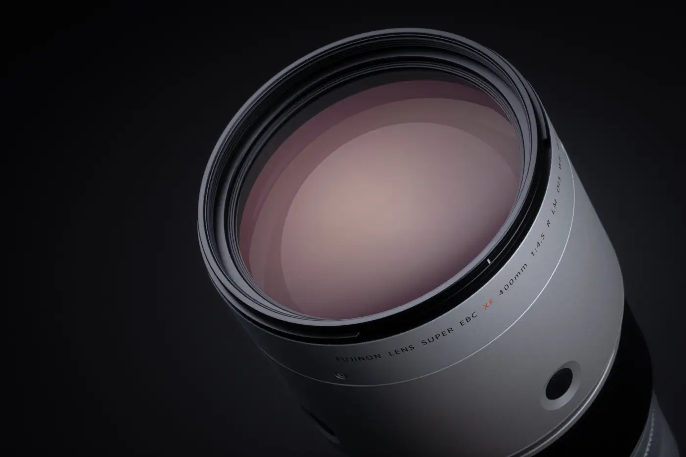 Close-up of the front element of the Fujifilm XF 400mm f/4.5
