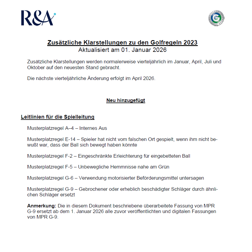 Klarstellung zu den Golfregeln 