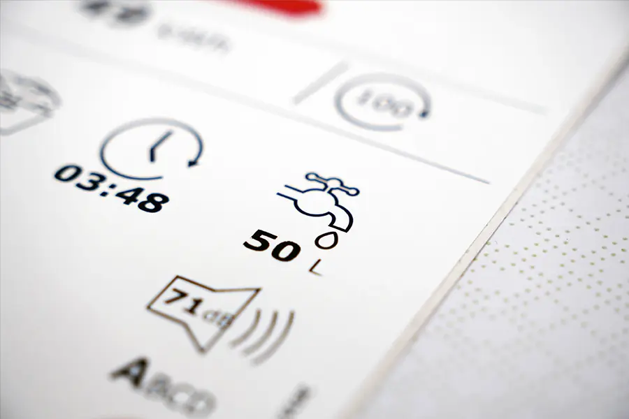 Consommation Eau Lave linge sur Etiquette Energie