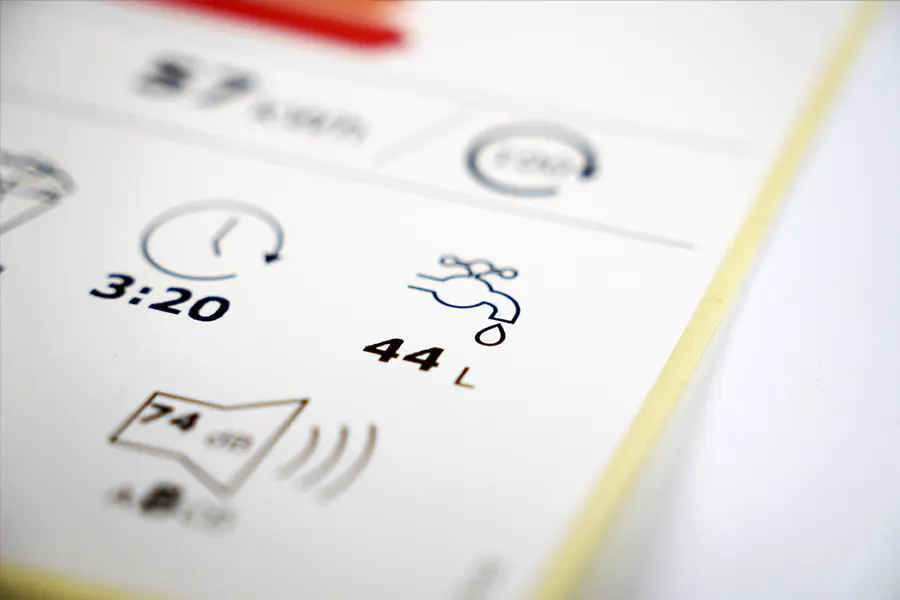 Consommation Eau Lave linge top sur Etiquette Energie