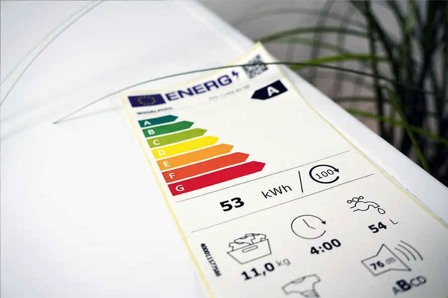 Classe energetique lave-linge grande capacite sur etiquette energie